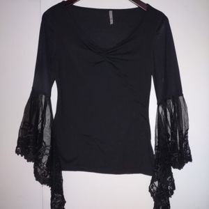 Black bell sleeve shirt